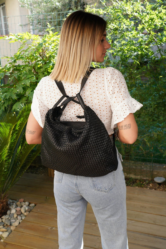 Borsa/Zaino in pelle intrecciata - FlorenceLeatherBags