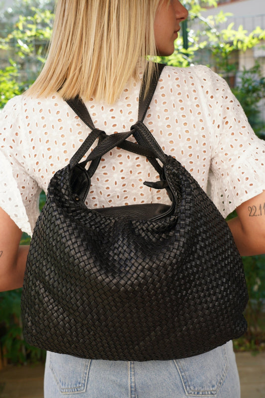 Borsa/Zaino in pelle intrecciata - FlorenceLeatherBags