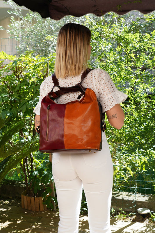 Borsa/Zaino in pelle multicolore - FlorenceLeatherBags